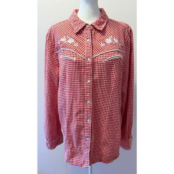 Back In The Saddle Tops - Back in the Saddle Cotton Plaid Flannel Western Rodeo Pearl Button Size L